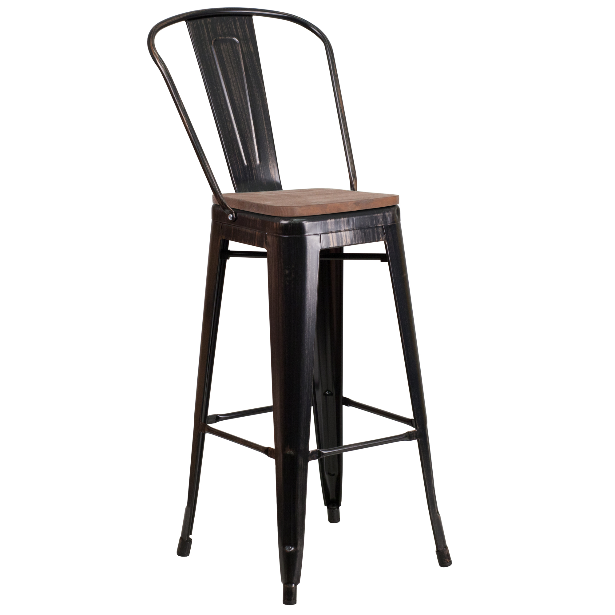 Flash Furniture, 30in. High Black-Antique Gold Metal Barstool w/Back, Included (qty.) 1 Model# CH3132030GBBQW